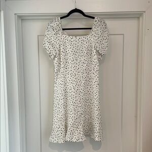 LOFT White and Black Ruffled Tiered Mini Dress